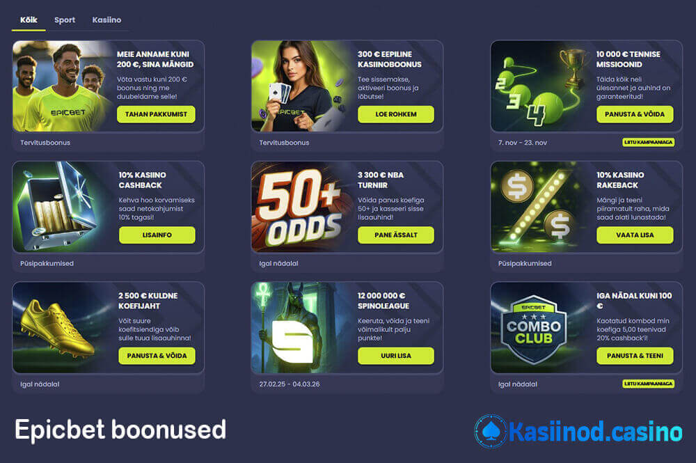 Epicbet boonused