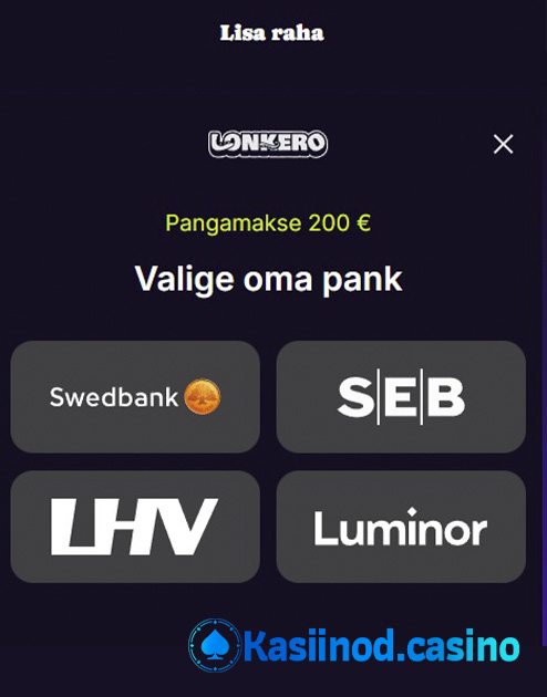 Lonkero Casino makseviisid