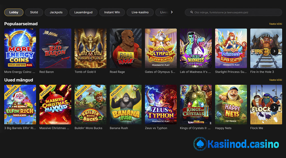 Mänguvalik HighRolleris