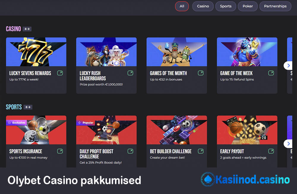 Olybet Casino pakkumised