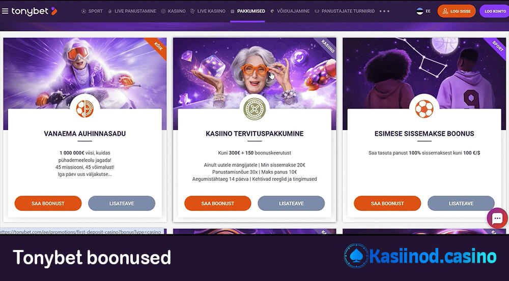Tonybet boonused